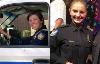 Phoenix police officers Alicia Hubert (left) and Marissa Dowhan were wounded in a Sunday night shooting that killed Commander Greg Carnicle. (Phoenix PD/ABC Screen Shot)