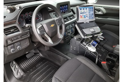 The interior of the 2021 Tahoe police vehicles is designed to make officers more comfortable with more space and improved ergonomics.