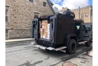 Lenco delivers personal protective equipment to the Pittsfield (MA) Police Department. (Photo: Pittsfield PD)