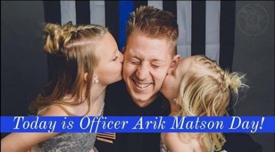 Waseca, MN, police officer Arik Matson was shot and severely wounded in January. He is in rehab. His agency posted this image on Facebook in February. (Photo: Waseca PD/Facebook)