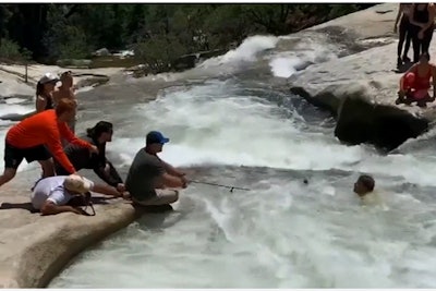 An off-duty officer with the California Highway Patrol used intuition and improvisation to rescue a man who had fallen into a cold river along the Willow Creek Trail within the Sierra National Forest over the weekend.