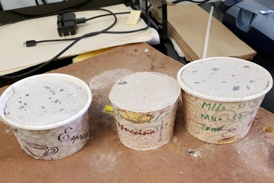NYPD discovered these cement weapons disguised as ice cream outside Manhattan Supreme Court. (Photo: NYPD)