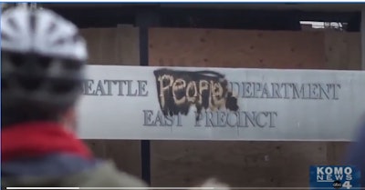 Protesters in a Seattle neighborhood have seized control of the streets and changed the name of the abandoned police station. (Photo: KOMO News Screen Shot)