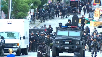 Seattle police cleared out the CHOP zone early Wednesday morning. (Photo: KOMO News Screen Shot)