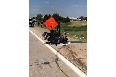 Three Oklahoma Highway Patrol troopers were seriously injured in motorcycle crashes during the procession for a slain Tulsa police sergeant Thursday. (Photo: OHP/Facebook)