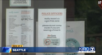 Armed Seattle police have been told they are not welcome at an area ice cream chain. (Photo: KIRO Screen Shot)