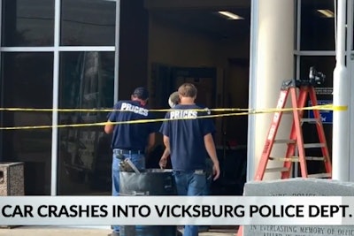 A vehicle crashed into the Vicksburg (VA) Police Department early Thursday morning.