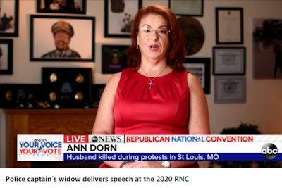 Ann Dorn—whose husband was David Dorn—used the time before the audience to support President Donald Trump's call to use federal officers to fight crime in cities.