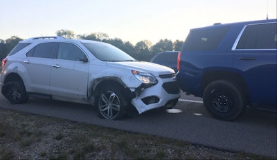 A Michigan state trooper used his vehicle to stop the vehicle of a man having a stroke. (Photo: MSP)