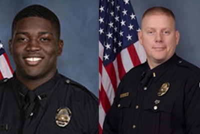 Officer Robinson Desroches, left, and Major Aubrey Gregory, right, of the Louisville Metro Police Department were shot and wounded Wednesday night. (Photo: LMPD)