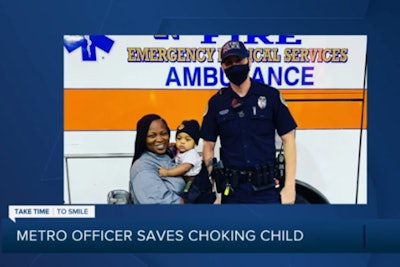 Officer Philip Claibourn was attending to another call for service when a woman frantically approached him with a small boy in her arms, apparently choking on something.