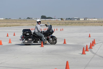Officer Kelly Amling recently became the first female Loveland (CO) Police Department officer to become a motorcycle officer upon completion of her training.