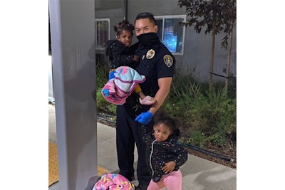 The agency recently posted an image on its Instagram page of Officer Vital Adrianni, who volunteered to watch over two toddlers as a single dad handled a family emergency.