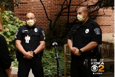 Officers Anthony Costa and Matthew Lisovich saved the life of a woman who was badly bleeding by applying a tourniquet and keeping her calm until other first responders were able to get to the scene.
