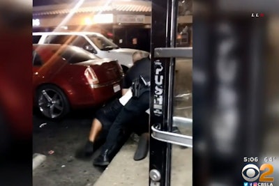 An officer with the San Bernardino (CA) Police Department reportedly shot a man who had produced a gun after the officer and the offender got into a scuffle outside a local liquor store late Thursday.