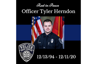 Mt. Holly Police Officer Tyler Herndon was shot and killed early Friday. (Photo: Mt. Holly PD/Facebook)