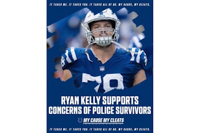 Indianapolis Colts center Ryan Kelly is honoring a fallen Ohio deputy in Sunday's game. (Photo: Twitter)