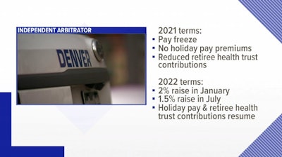 Graphics showing terms of Denver police pay agreement. (Photo: Screen Shot from 9 News)
