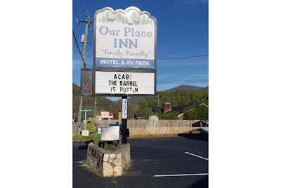 A North Carolina motel and RV park posted this message calling all officers 'bastards.' (Photo: Facebook)