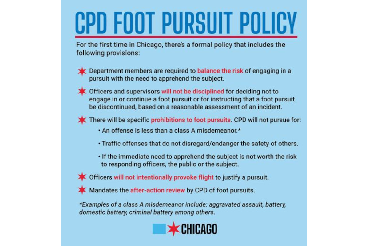 Chicago's new foot pursuit policy is designed to restrict officers from running after suspects.