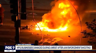 Fires were set in Minneapolis Thursday night after an armed fugitive was killed by officers working in a U.S. Marshals task force. (Photo: Fox 9)