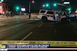 Two Phoenix officers were injured in a multi-vehicle crash Tuesday night. (Photo: Fox Screen Shot)