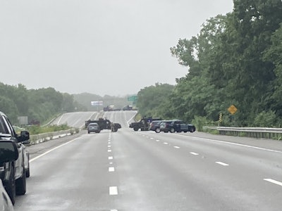 Massachusetts State Police vehicles block the highway during the standoff. (Photo: Massachusetts State Police/Twitter)