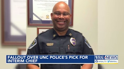 Assistant Chief Rahsheem Holland is now interim chief of the UNC Chapel Hill police. (Photo: WRAL Screen Shot)