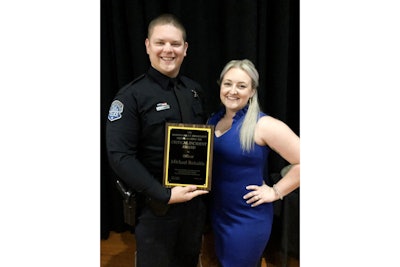 Modesto, CA, Officer Michael “Mikey” Rokaitis with his wife Megan. Officer Rokaitis was shot Aug. 14 and now must have his leg amputated. (Photo: Modesto PD)