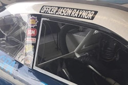 All cars for JD Motorsports carried Officer Jason Raynor’s name above the passenger windows, and his call sign, 3Charlie77, on their roofs during the race weekend at Daytona International Speedway. (Photo: Daytona Beach PD)