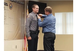 This 2019 photo shows Jason Raynor being sworn in as a Daytona Beach police officer. (Photo: Daytona Beach PD/Facebook)