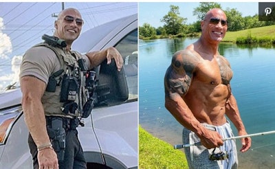 Patrol Lieutenant Eric Fields of the Morgan County Sheriff's Office (Left) is gaining fame for looking a lot like movie star Dwayne Johnson (right). (Photo: Morgan County SO and Instagram)