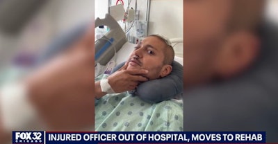 Critically wounded Chicago Officer Carlos Yanez Jr. has left the hospital for rehab. (Photo: Fox 32 screen shot)