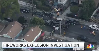 The aftermath of the June fireworks disposal explosion in Los Angeles. (Photo: KNBC screen shot)