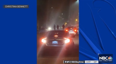 San Jose Police received multiple calls about a dangerous side show downtown Saturday but could not respond. (Photo: NBC Bay Area screen shot)