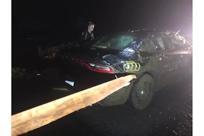 Graves County Sheriff's Deputy Chandler Sirls told CNN his patrol car took a beating. (Photo: Graves County SO)