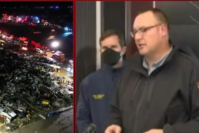 Mayfield, KY, Police Chief Nathan Kent at Saturday press conference about his agency's response to the disaster. (Photo: NBC Screen Shot)