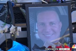 Part of the memorial for Mesquite, TX, Officer Richard Lee Houston II who was slain Friday responding to a disturbance at a grocery store. (Photo: NBCDFW screen shot)