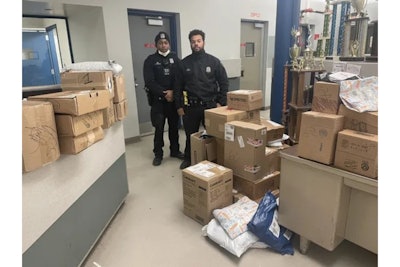 Detroit officers recovered 41 reportedly stolen packages during an early Wednesday traffic stop. (Photo: Detroit PD/Facebook)