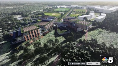Architect's rendering of the proposed new Dallas Police Academy at University of North Texas. (Photo: NBC DFW screen shot)