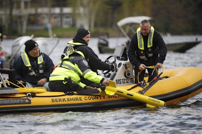 Berkshire County Sheriff’s Office deputies launch a JW Fishers Side Scan Sonar system in the search for a body. (Photo: JW Fishers)
