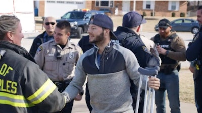 St. Louis Police Officer Nathan Spiess, who was shot in Ferguson following a pursuit with a homicide suspect, was released from the hospital Sunday.