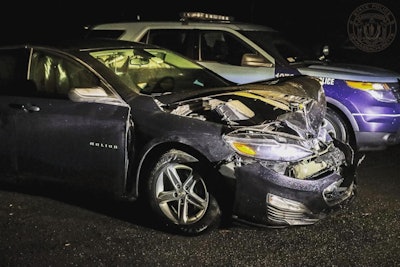 A man, who is now charged with driving under the influence, Tuesday night struck a Massachusetts state trooper head on as the trooper was driving home.