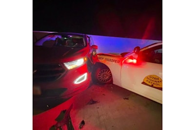 Utah Highway Patrol Trooper Devin Henson used his patrol vehicle to stop a wrong-way driver Sunday. (Photo: Utah DPS)