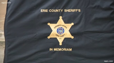 The Erie County Sheriff's Officer placed a shroud on it memorial to honor Sgt. Arthur Basher. (Photo: WGRZ screen shot)