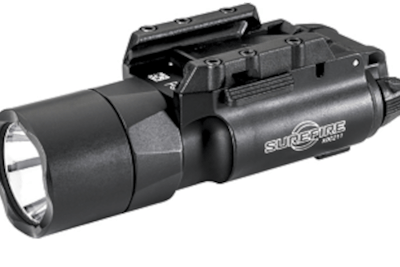 Surefire’s new X300T-A has a peak beam intensity of 50,000 candela and 500 lumens and is weatherproof to IPX7 standards.