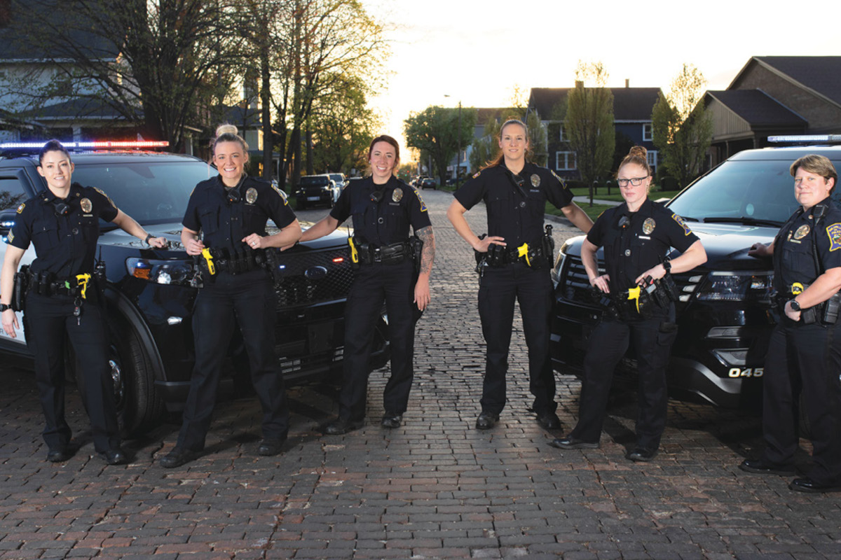 Women officers are growing in the ranks in Noblesville, IN, where Deputy Chief Shannon Trump, shown at far right, is leading the department’s focus on achieving the 30x30 Pledge. The Noblesville Police Department is currently in Phase 2 of the inititive and has nine sworn female officers among the 96 total officers on staff. (Photo: Noblesville PD)