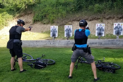 It's important to incorporate other elements of police work into training for duty on a bicycle, such as live-fire range work.
