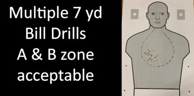 During presentations, Dawn Davis uses the above image to illustrate that a student’s shot placements are “good enough” when they land in the A and B zones of the target. An instructor should see this as a success and later can coach the shooter on moving the groupings toward the center of the target.