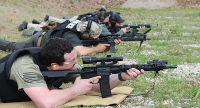 Branson Police Department officers are shown on the rifle range with AR-15s and Ruger Mini 14s.